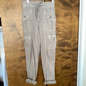 American Eagle Outfitters Linen Cropped Cargo Pant